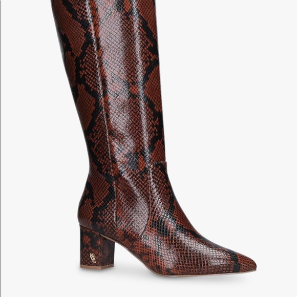Kurt Geiger Oxblood burgundy snake skin boots - Picture 3 of 12